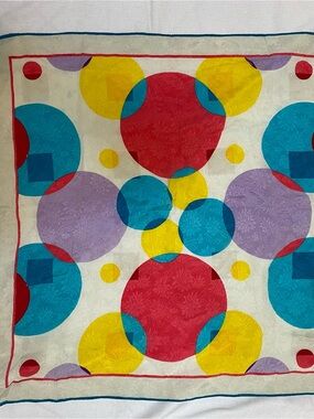 Vintage Albert Nippon Geometric Silk Scarf 30”x30” Jacquard Colorful Travel